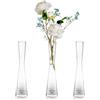 Glasseam Glass Handmade Tall Thin Flower Vase 3Pcs 24.5cm Modern Single STEM Narrow Clear Vases Living Room Table Centrepiece Slim Cylinder Home Decor for Wedding Ornaments Pampas Grass Tulip Rose
