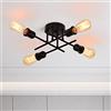 Qcyuui Lampada da Soffitto Vintage, Sputnik Lampadario 4 Bracci Industriale da Lampada a Sospensione Moderna in Metallo con Supporto E27 Verniciato Nero per Soggiorno Loft Cucina