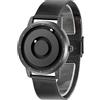 EUTOUR Orologio Uomo Magnetico Moda Semplice Nessun Vetro Cuscinetto a Sfera Quarzo Orologi da Polso da Uomo con Cinturino in Acciaio Inossidabile Nero