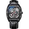 RORIOS Orologio da Uomo Automatico Meccanico Orologio con Cinturino in Pelle Luminoso Orologio Tonneau Scheletro Orologio da polso