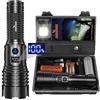 Shadowhawk Torcia LED Ricaricabile USB, 500000 Lumens Torcia LED Potente Professionale, XHM77.2 Torcia Tattica Militare, IP67 Torce LED Alta Potenza Ricaricabili Per Campeggio Trekking Emergenza
