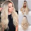 Esmee 26 Pollici Parrucche Bionde Lunghe per Le Donne Capelli Naturali Sintetici Parrucca Bionda Ombre con Radici Scure Parrucca Sintetica Parrucche Loose Wavy Resistente al Calore