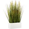 Flair Flower Ciotola in Ceramica, Verde, pianta Artificiale, Erba Decorativa, Seta Sintetica, Naturale, 45x23x13 cm