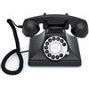 GPO 200 Telefono Rotary Vintage, Telefono Classico con Quadrante Rotativo, Interruttore per Suoneria, Cavo in Tessuto, Suoneria a Campanello Tradizionale, per Casa e Hotel, Nero