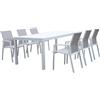 MIlani Home ALASKA - set tavolo in alluminio cm 214/280 x 100 x 75,5 h con 6 poltrone Lotus