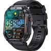 GaWear 1.96 Smart Watch Uomo 320 * 386HD Militari Smart Watch Tracker di attività con Chiamate Bluetooth, 120+ modalità Sport, Cardiofrequenzimetro, SpO2, Notifiche WhatsApp per Android iOS（Nero）