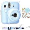 Rieibi Custodia per Instax Mini 12 - Fotocamera Istantanea Fujifilm Con Tracolla Rimovibile e Bellissimo Adesivo - Blu