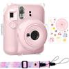 Rieibi Custodia per Instax Mini 12 - Fotocamera Istantanea Fujifilm Con Tracolla Rimovibile e Bellissimo Adesivo - Rosa