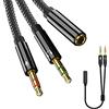 Jaimela Cavo Audio Microfono Cuffie 2 in 1, Sdoppiatore Cuffie Microfono, Adattatore Jack 3,5mm Maschio a Femmina, Adattatore Splitter Jack da 3,5mm Separati per Notebook, PC, PS4, Xbox