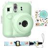 Rieibi Custodia per Instax Mini 12 - Custodia Foto per Fujifilm Instax Mini 12 Fotocamera Istantanea - Tracolla Rimovibile e Bellissimo Adesivo per Instax Mini 12 - Verde