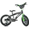 Dino Bikes Bicicletta Bambino 16 BMX Nero-verde con Rotelline Stabilizzatrici