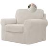 BXFUL Copridivano con Schienali Separati E Cuscini Seduta, Copridivano Antiscivolo con Fascia Elastica, Proteggi Mobili Jacquard Elasticizzato (1 Seater(80-120cm),Beige)