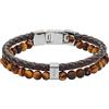 Fossil Bracciale Da Uomo, Vintage Casual, Lunghezza Interna: 180 mm - 195 mm Bracciale In Pelle Marrone, JF03118040