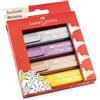 Faber-Castell 154640 - Set di evidenziatori TL 46, confezione da 4, colori metallici, con punta a cuneo a lunga durata, larghezza linea 1 - 5 mm
