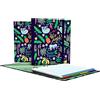 Grafoplás 88102635. Raccoglitore a 4 anelli, A4, ricambio fogli a quadretti 5 x 5, divisori, busta trasparente, dorso curvo, carpebook, collezione Elena Corredoira, Jungle