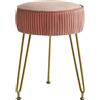 IBUYKE Poggiapiedi rotondo in velluto, sgabello da trucco, tavolino, sedile pouf, gambe in acciaio dorato, rosa L/G-30P