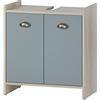 Schildmeyer Lindholm 154365 - Mobile sottolavabo, in legno di quercia/blu tortora, 56,9 x 33 x 62,4 cm