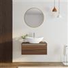 DEGHI Mobile bagno sospeso portalavabo 80 cm in legno rovere deciso con lavabo e specchio - Plain