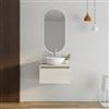 DEGHI Mobile bagno sospeso portalavabo 60 cm in legno rovere bianco con lavabo e specchio - Plain