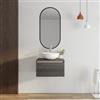 DEGHI Mobile bagno sospeso portalavabo 60 cm in legno rovere grigio con lavabo e specchio - Plain