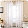 GIRASOLE HOME® Coppia Tende Filtranti in Simil Lino Fantasia Rampicanti Tenda per Interni 2 Pannelli con Occhielli (Rosa, 140x280cm)
