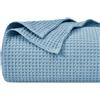 PHF Coperta in 100% cotone a nido d'ape, 130x150 cm, morbida coperta traspirante per adulti e bambini, perfetta coperta per divano letto, divano, taglia da viaggio, colore blu polveroso