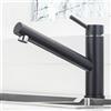 ONECE Rubinetto da Cucina Nero, Miscelatore con Doccetta Estraibile, Rubinetti Monocomando per Lavello Girevole a 150 °, Acciaio Inox 304, Acqua Fredda e Calda, Aeratore Rimovibile