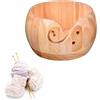 Spldsun Ciotola Filato in Legno, Portatile Maglieria Ciotola, con Fessura Il Filo e Fori, per Lavori ad Ago, Uncinetto, Maglia, Decorazioni per Casa