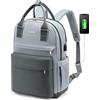 LOVEVOOK Zaino Porta PC Donna, 15,6 Pollici Impermeabile Computer Backpack Antifurto con Porta USB e Scomparto per Laptop per Scuola Università Viaggi Lavoro Aereo Ufficio, Grigio Blu