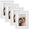 EXYGLO Cornici per foto,Cornice 10x15 Cornici Bianche per Soggiorno, Camera da Letto, Corridoio, Ufficio, Decorazione Perfetta, Set di 4