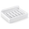 HONZUEN Portasapone Adesivo da Parete Senza Foratura per Bagno Cucina Doccia, Vassoio con Scarico Rapido, Organizer Portasapone in Plastica Resistente per Sapone Solido, Spugna, Spazzole, Bianco
