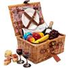 eGenuss Cestino da Picnic in Vimini per 2 Persone - Cesto Vimini Picnic con Scompartimento Isotermico e Accessori Inclusi, Fantasia a Quadretti Rossi, 34,5 x 26 x 16 cm