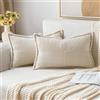 MIULEE Natale Federde in Velluto a Coste Decorative Fodere Federe Cuscni Morbido Copricuscini Cuscino Federe per Divano Moderne Comodo Robusto per Camera da Divano Letto 2 Pezzi Creme 40x60 cm