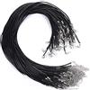 Copiel 100 Pezzi Cordoncino Cerato per Collana, Cordoncino Nero per Collana con Chiusure a Moschettone, Cordoncino per Collana Intrecciato in Pelle per Gioielli Collana Bracciale Fai da Te 2mm