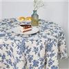 Wracra Cotone Lino Tovaglia Agriturismo Blu Floreale Pastorale Tovaglia rotonda 120cm per festa, picnic e uso quotidiano