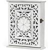Optyuwah Cassetta portachiavi in legno con cavità europee, con 6 ganci per chiavi, vintage, bianco, portachiavi per ingresso, corridoio, ufficio, misura media, 27 x 21 x 7 cm