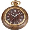 Tiong Orologio da tasca in legno con catena da 37 cm Orologi fatti a mano con quadrante digitale romano orologio da tasca in legno al quarzo per uomo