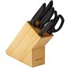 Arcos Serie Niza, Set di Coltelli 5 pezzi (4 Coltelli + 1 Forbici), Lama Acciaio Inossidabile NITRUM, Manico Polipropilene, Legno di Caucciù