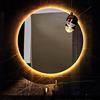 Lattice Specchio da parete Specchio Bagno Tondo con luce LED, Specchio Illuminato A LED Retroilluminato Bagno A Prova Di Esplosione HD, Specchio Rotondo Senza Cornice A Parete, Specchio Cosmetico Per La Rasatura
