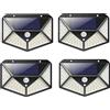 SLS SHOP 4pz Applique Da Esterno Con Pannello Solare 100 Led Sensore Movimento Crepuscolare