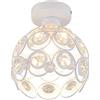 iDEGU Plafoniera Moderna Lampadario Paralume in Cristallo e Metallo LED Sospensione Apparecchio Vintage Industriale E27 Lampada da Soffitto Interno, Decorazione per Camera Corridoio, Bianco, 20 CM