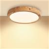 Baerolc LED Plafoniera Legno, 30CM Plafoniera soggiorno 20W 4500K Caldo Bianco Plafoniera led soffitto moderna per camera da letto/ufficio/cucina/corridoio/balcone