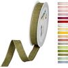 Halbach Seidenbänder Nastro decorativo con bordi in lino, larghezza: 15 mm, lunghezza 20 m, nastro per regali, decorazione fai da te, colore: verde oliva/lino