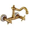 Beenle-Icey Rubinetto da cucina a parete retrò bronzo antico rotazione 360° doppio controllo prugna croce volante