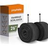 Prophete Unisex - Camera d'aria per adulti 26 x 1,75 - 2,125 (47 - 559), valvola Dunlop, 2 pezzi in confezione PE camera d'aria per bicicletta, nero, taglia unica