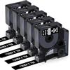 Aken Nastro per Etichette Aken Compatibile con Dymo D1 45021 12mm Nero Compatibile con Dymo LabelManager 160 LM280 210D 360D 420P, S0720610 12 mm x 7 m Bianco su Nero