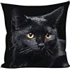Showudesigns Copricuscino nero per gatti, 45,7 x 45,7 cm, federa decorativa per la casa, per bambini, donne, uomini, ragazze, ragazzi, regali