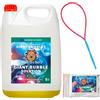 Bubble Brothers Bottiglia di ricarica per bolle di sapone, 5 l liquido per bolle di sapone, per bolle di sapone, soluzione per bolle di sapone stabile (1 x 5 litri + 1 polvere + 1 bacchetta)
