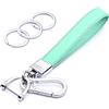 Wisdompro Portachiavi per auto in vera pelle, universale, resistente, portachiavi da donna per chiavi dell'auto, rotazione a 360 gradi, con anello a D anti-smarrimento e 3 portachiavi, colore: menta