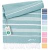 Fit-Flip Telo hammam - asciugamano mare cotone antisabbia XXL - asciugatura rapida - teli sauna fouta, asciugamani spiaggia ideale come sarong e per doccia - Petrolio - 200x200cm Sultan